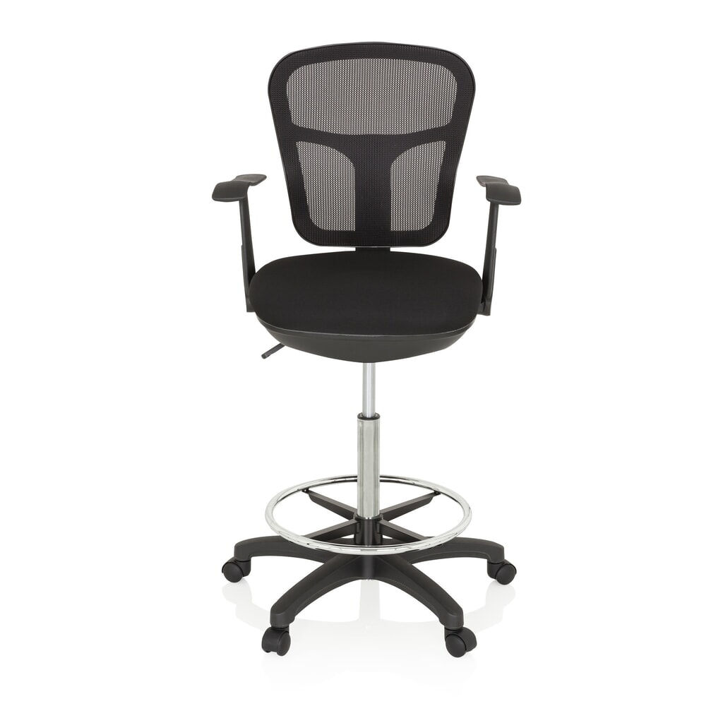 Product afbeelding: hjh OFFICE Arbeitsstuhl / Counterstuhl TOP WORK 108 Stoff/Netzstoff, schwarz