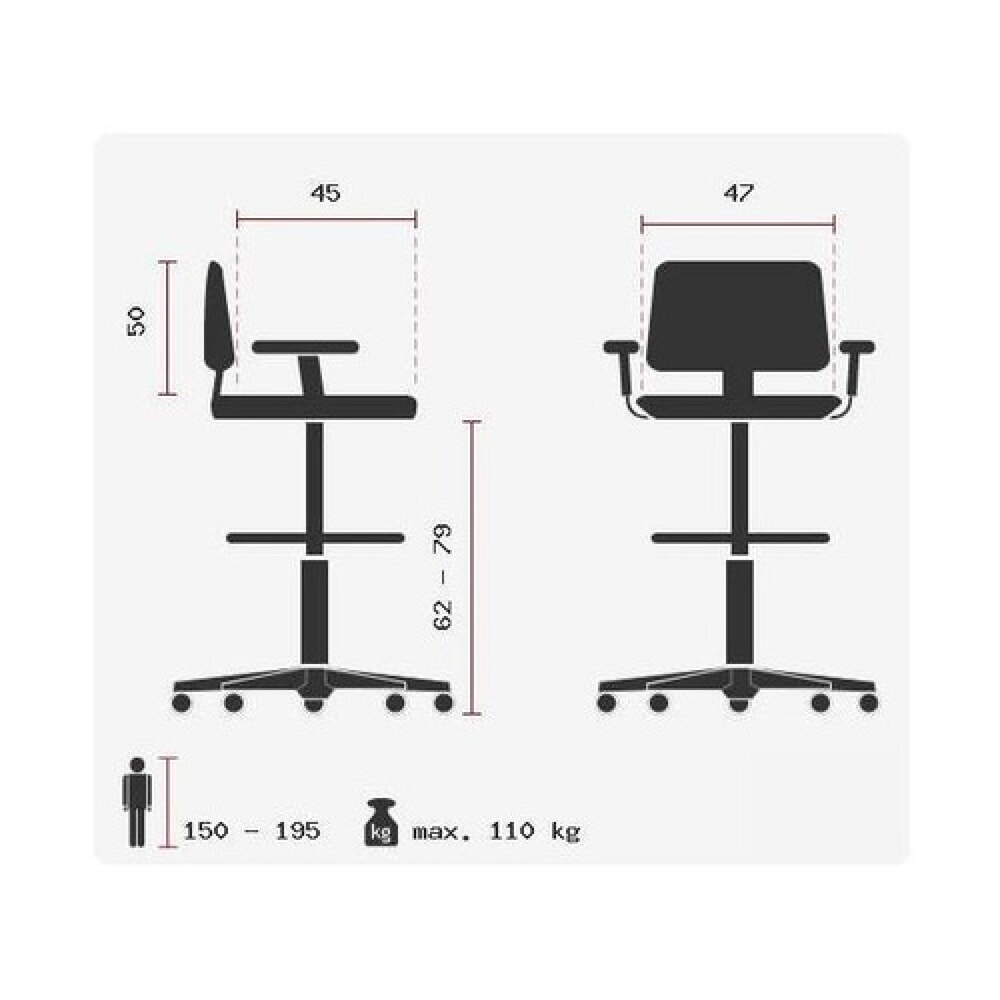 Productafbeelding nr. 11: hjh OFFICE Arbeitsstuhl / Counterstuhl TOP WORK 77 Stoff, schwarz
