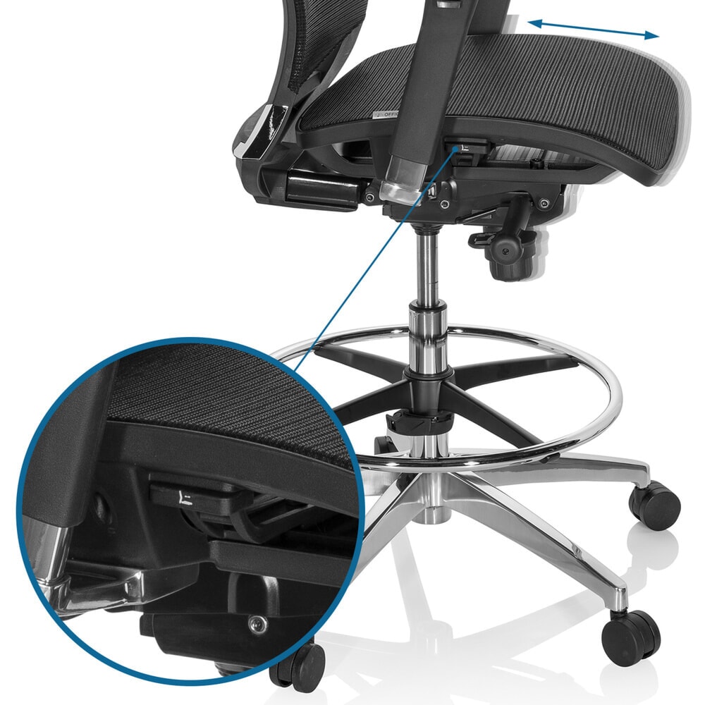 Productafbeelding nr. 10: hjh OFFICE Arbeitsstuhl / Counterstuhl TOP WORK 78 Netzstoff, schwarz