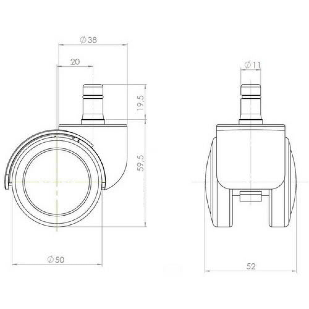 Productafbeelding nr. 4: Wielen voor harde vloeren 5x hjh OFFICE ROLO 11 mm / 50 mm bureaustoelwielen voor harde vloeren, (set van 5)