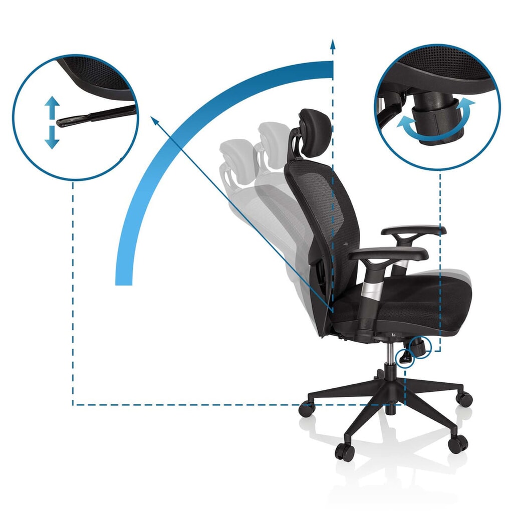Productafbeelding nr. 12: hjh OFFICE Bürostuhl / Chefsessel VENUS BASE Stoff, schwarz