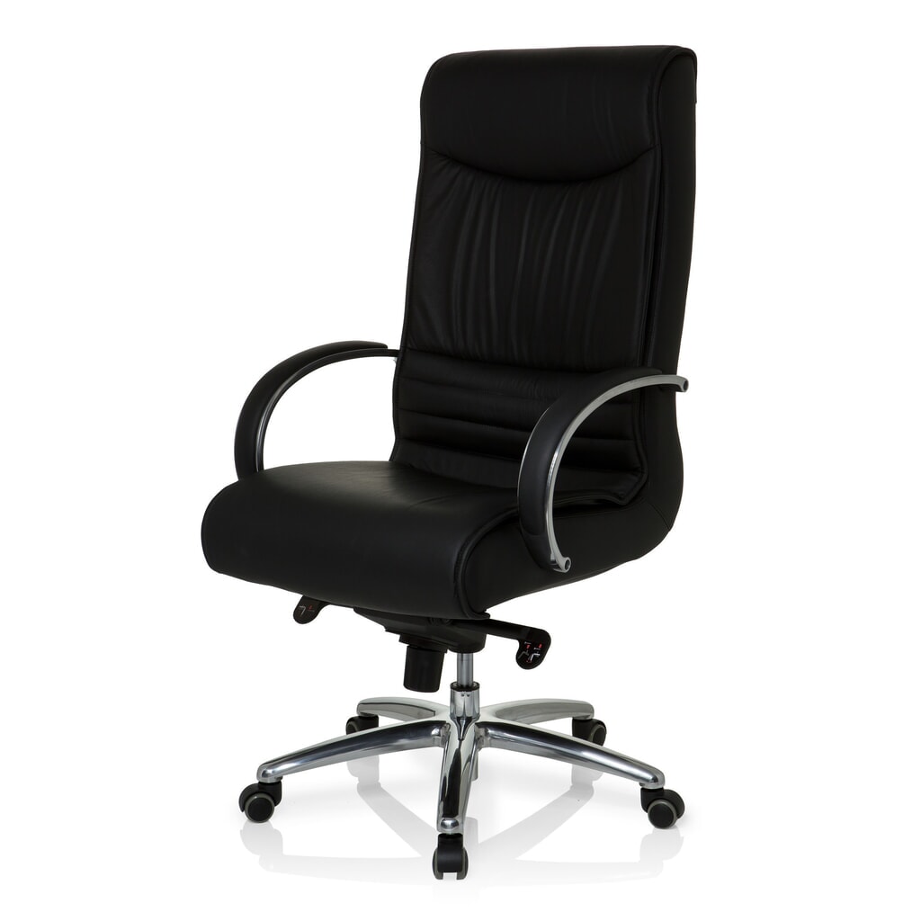 hjh OFFICE Bürostuhl / Chefsessel XXL F 400 Leder/Kunstleder, schwarz Productafbeelding nr. 9: hjh OFFICE Bürostuhl / Chefsessel XXL F 400 Leder/Kunstleder, schwarz