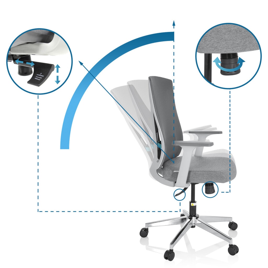 Productafbeelding nr. 10: hjh OFFICE Bürostuhl / Drehstuhl HALIFAX Stoff/Netzstoff, grau