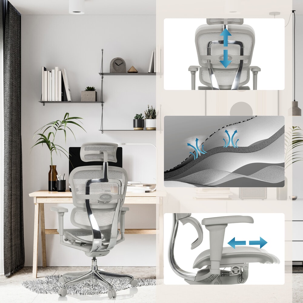 Productafbeelding nr. 4: hjh OFFICE ERGOHUMAN ULTRA G GEN2 directiestoel, mesh rugleuning, draagvermogen 120 kg, zithoogte 460 - 580 mm, mgrijs