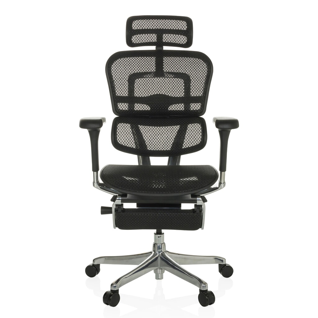 Product afbeelding: hjh OFFICE directiestoel ERGOHUMAN PLUS LEGPRO GEN2, draagvermogen 150 kg, met beensteun, mesh-materiaal, zithoogte 480 - 580 mm, zwart