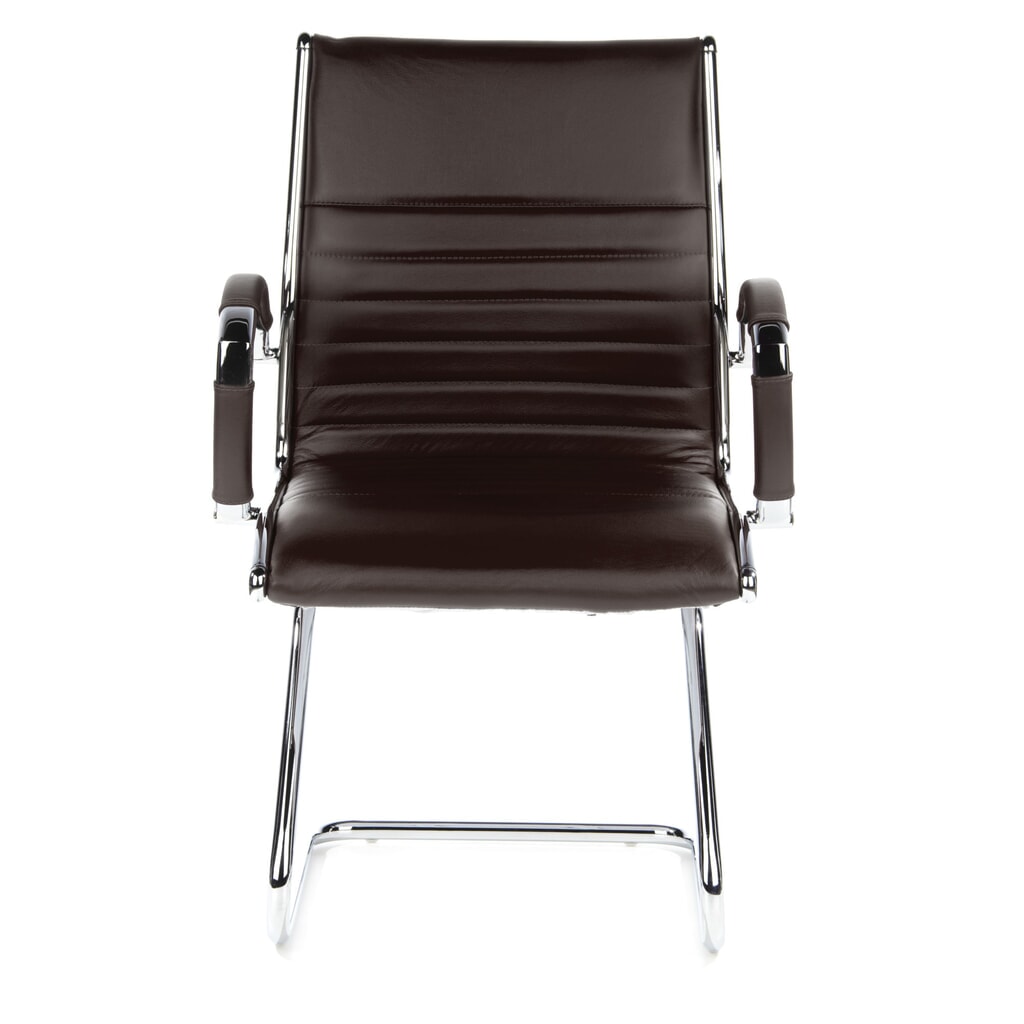 Product afbeelding: Vergaderstoel / sledestoel hjh OFFICE PARMA V leder, bruin chroom