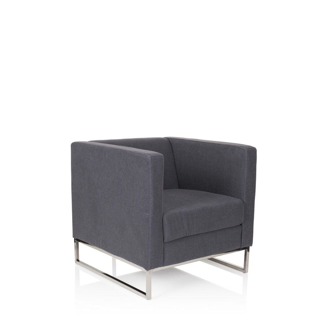Loungezetel hjh OFFICE BARBADOS frame roestvrij staal stof, 1-zits, donkergrijs Productafbeelding nr. 2: Loungezetel hjh OFFICE BARBADOS frame roestvrij staal stof, 1-zits, donkergrijs