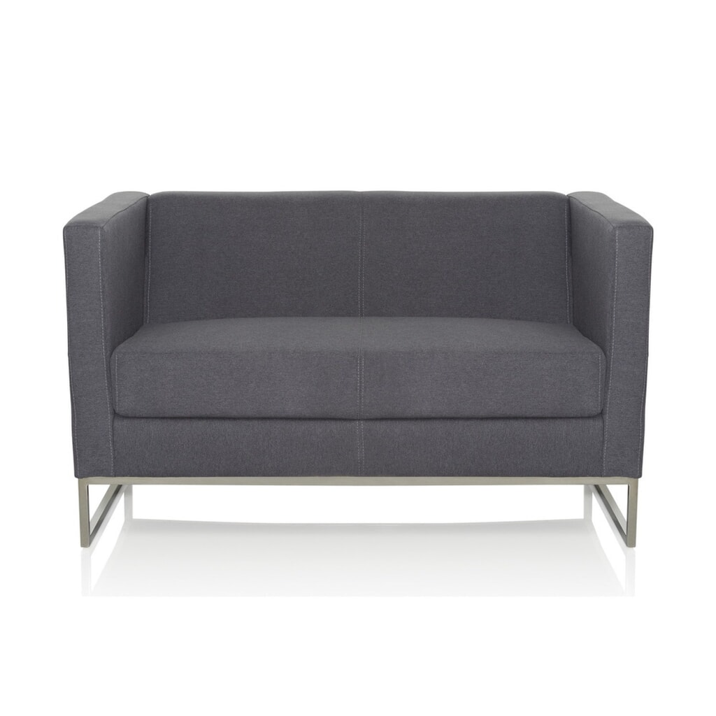 Product afbeelding: Loungebank hjh OFFICE BARBADOS frame roestvrij staal stof, 2-zits, donkergrijs