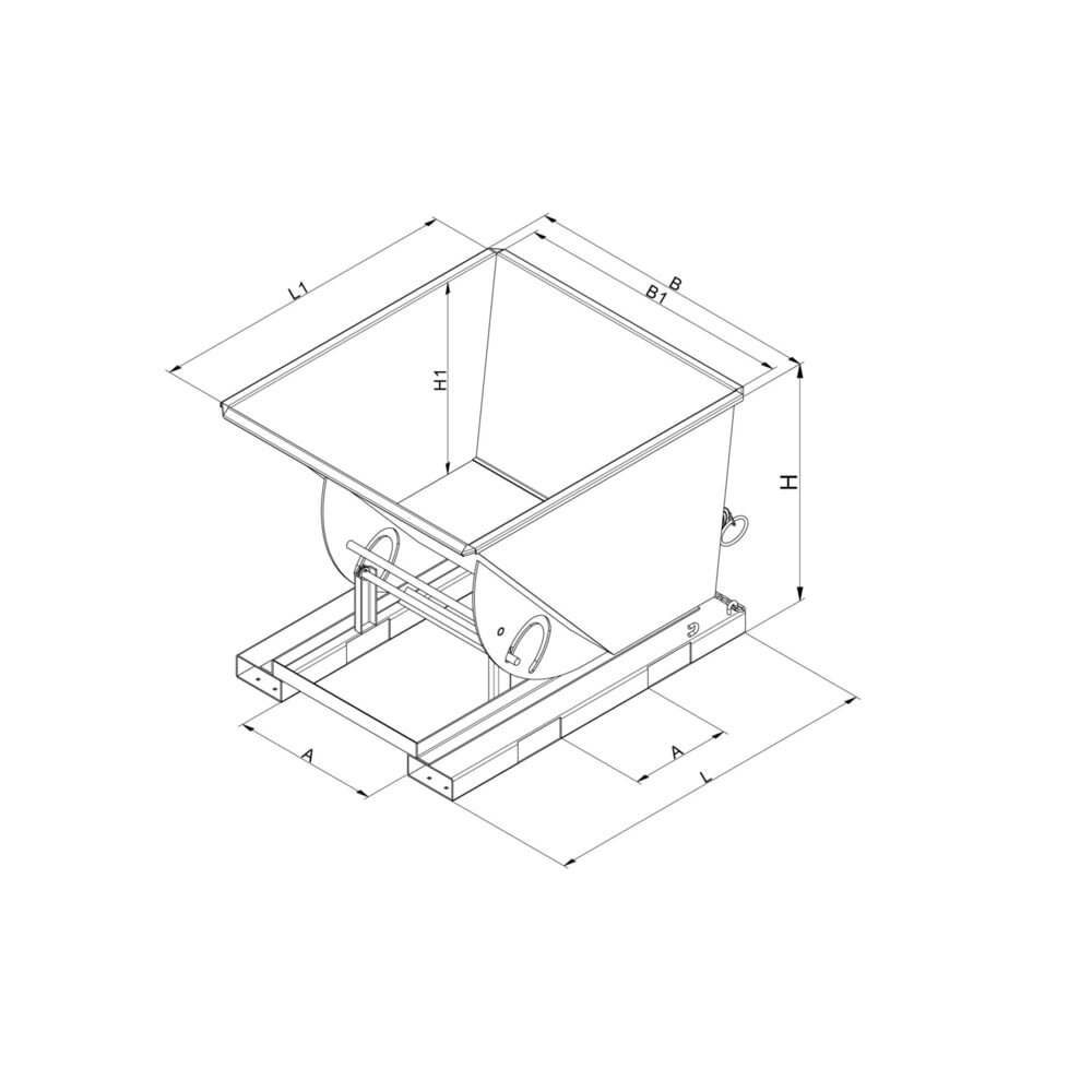 Productafbeelding nr. 3: Hoge kiepcontainer Eichinger®, kan haaks op en in de rijrichting worden gekanteld, 1.000 kg, 300 liter, zuiver oranje
