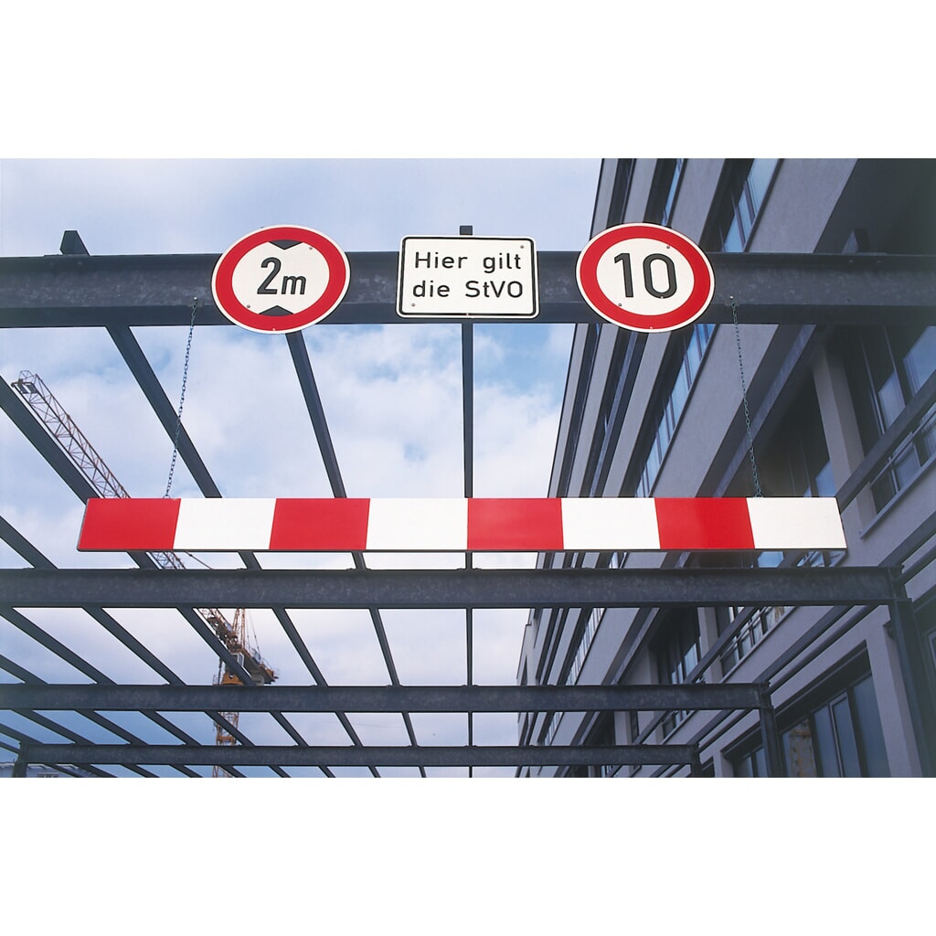 Product afbeelding: Hoogtebegrenzer, aluminium, breedte 2.000 mm, rood/wit