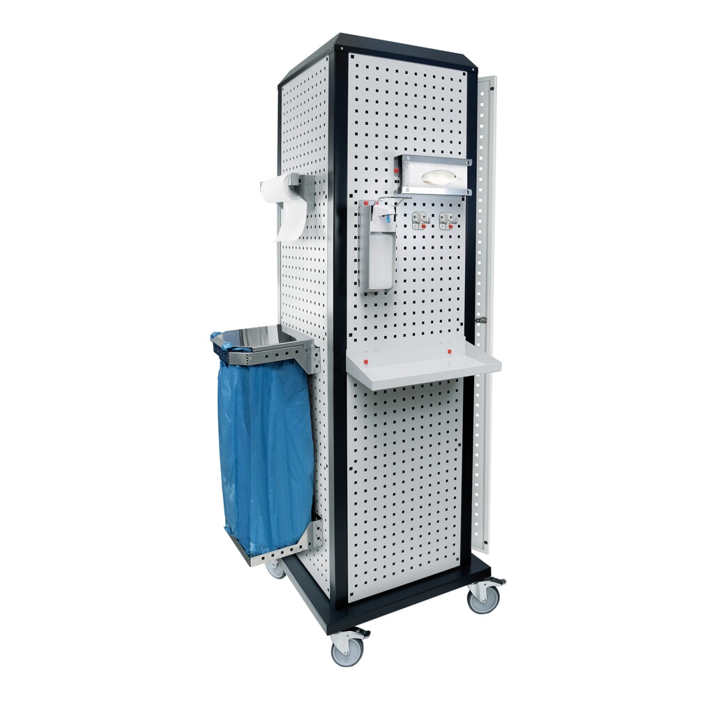Hygiënestation Kappes RasterPlan®, mobiel, met deur en één legbord, hxbxd 2.175 x 700 x 700 mm, model 3 Product afbeelding: Hygiënestation Kappes RasterPlan®, mobiel, met deur en één legbord, hxbxd 2.175 x 700 x 700 mm, model 3