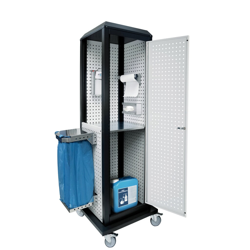 Hygiënestation Kappes RasterPlan®, mobiel, met deur en één legbord
