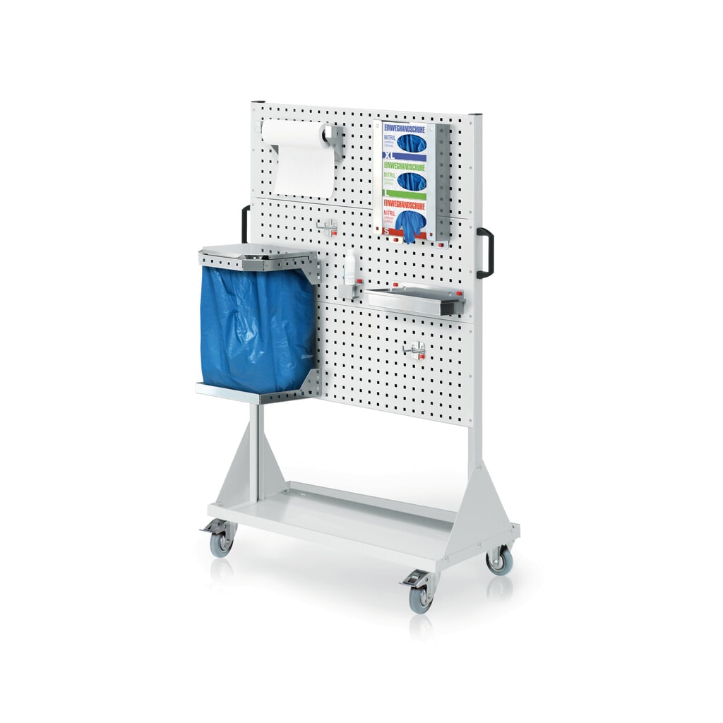Product afbeelding: Hygiënestation Kappes RasterPlan®, mobiele scheidingswand, 3 geperforeerde platen, hxbxd 1.580 x 1.000 x 500 mm, model 2