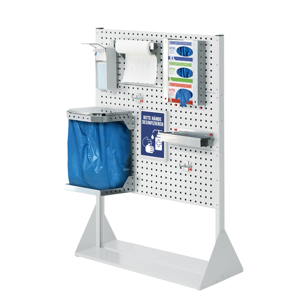 Hygiënestation Kappes RasterPlan®, scheidingswand met 3 geperforeerde platen, hxbxd 1.450 x 1.000 x 430 mm, model 1 Product afbeelding: Hygiënestation Kappes RasterPlan®, scheidingswand met 3 geperforeerde platen, hxbxd 1.450 x 1.000 x 430 mm, model 1