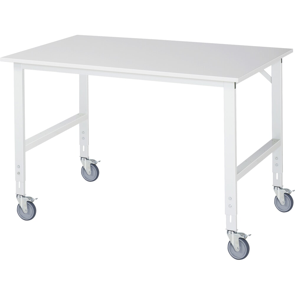Productafbeelding nr. 1: In hoogte verstelbare, mobiele werktafel RAU serie TOM, hoogte 910-1.230 mm, bxd 1.500 x 1.000 mm, werkblad met melaminelaag