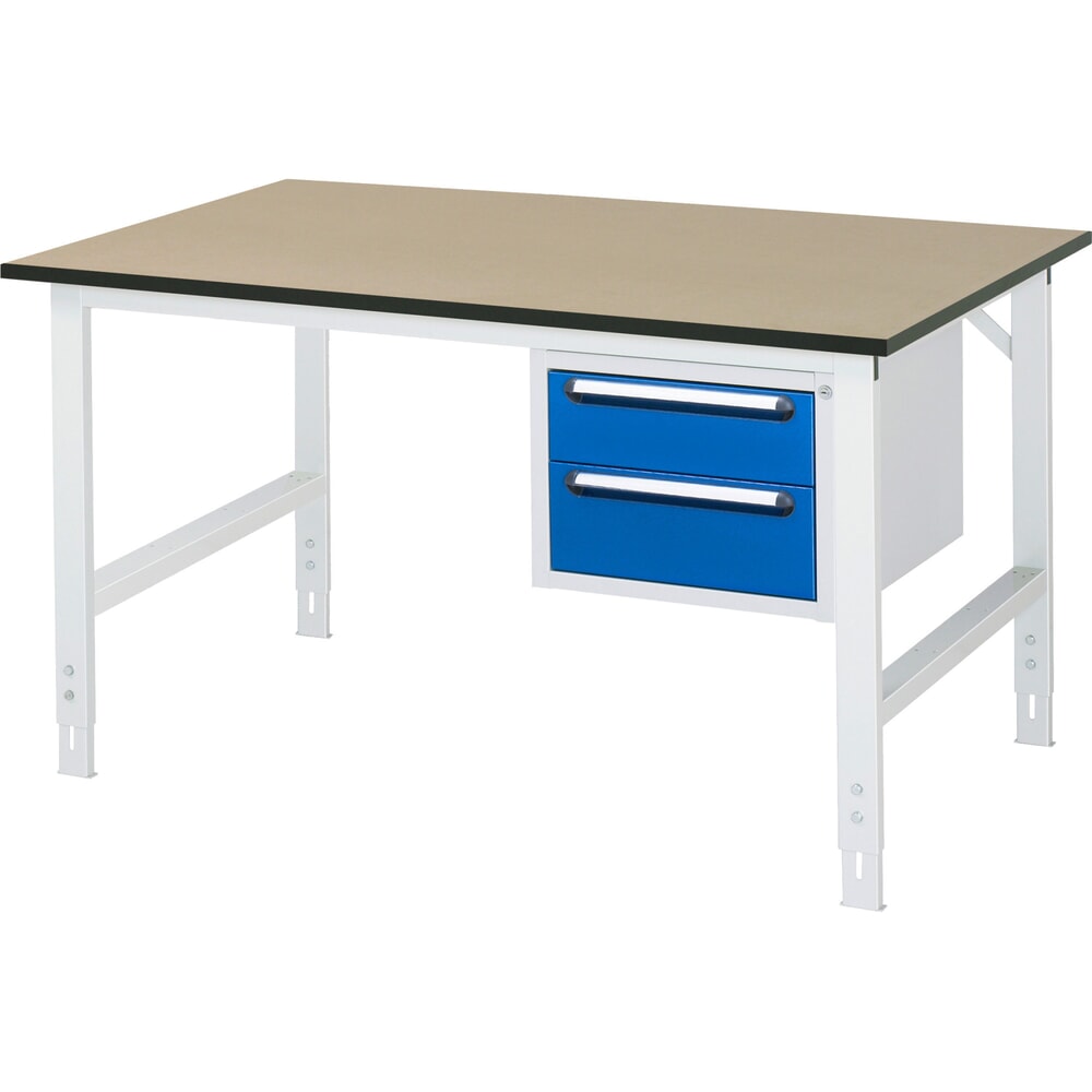 Productafbeelding nr. 1: In hoogte verstelbare werktafel RAU serie TOM, hxbxd 760-1.080 x 1.500 x 1.000 mm, 2 lades, mdf werkblad