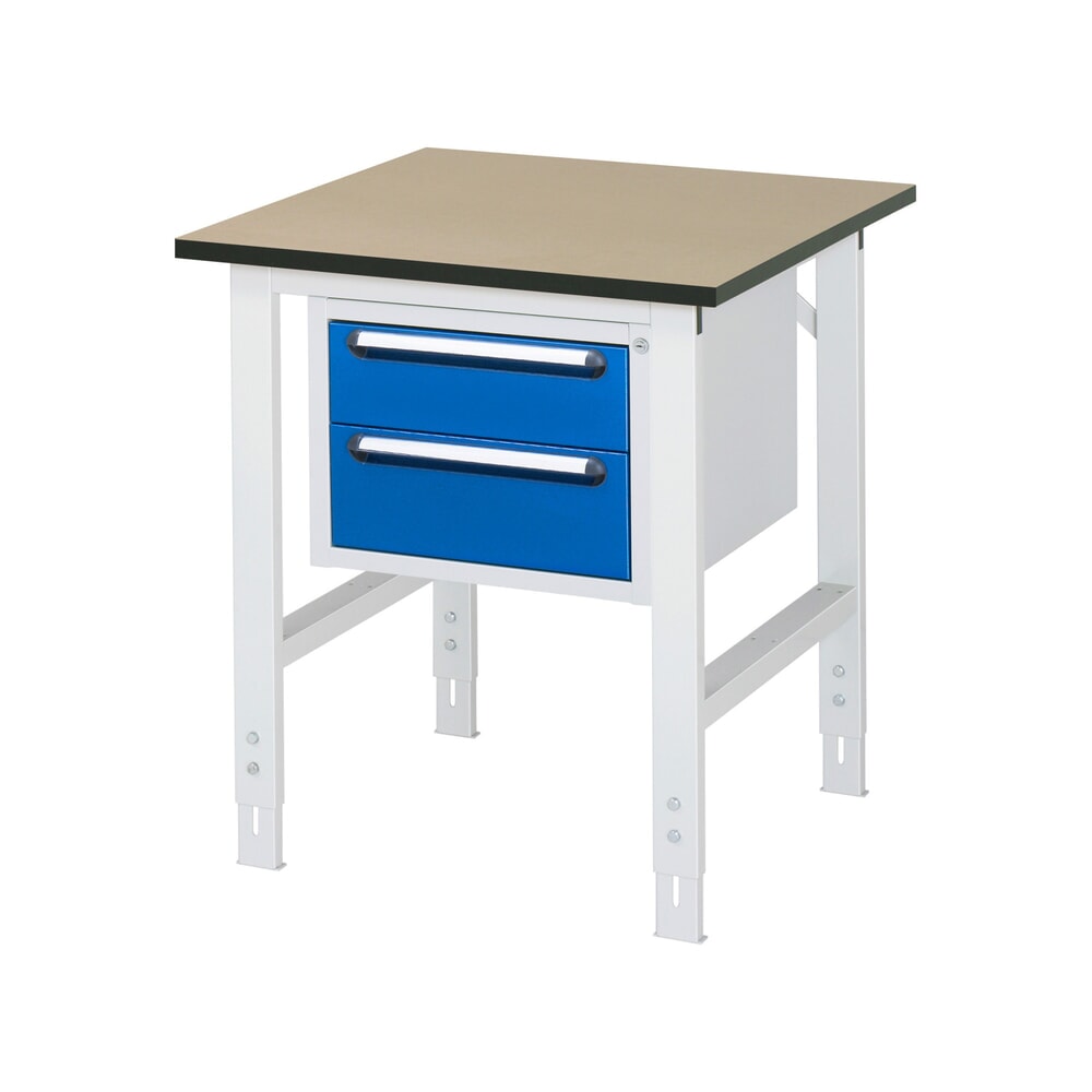 Productafbeelding nr. 1: In hoogte verstelbare werktafel RAU serie TOM, hxbxd 760-1.080 x 750 x 800 mm, 2 lades, mdf werkblad