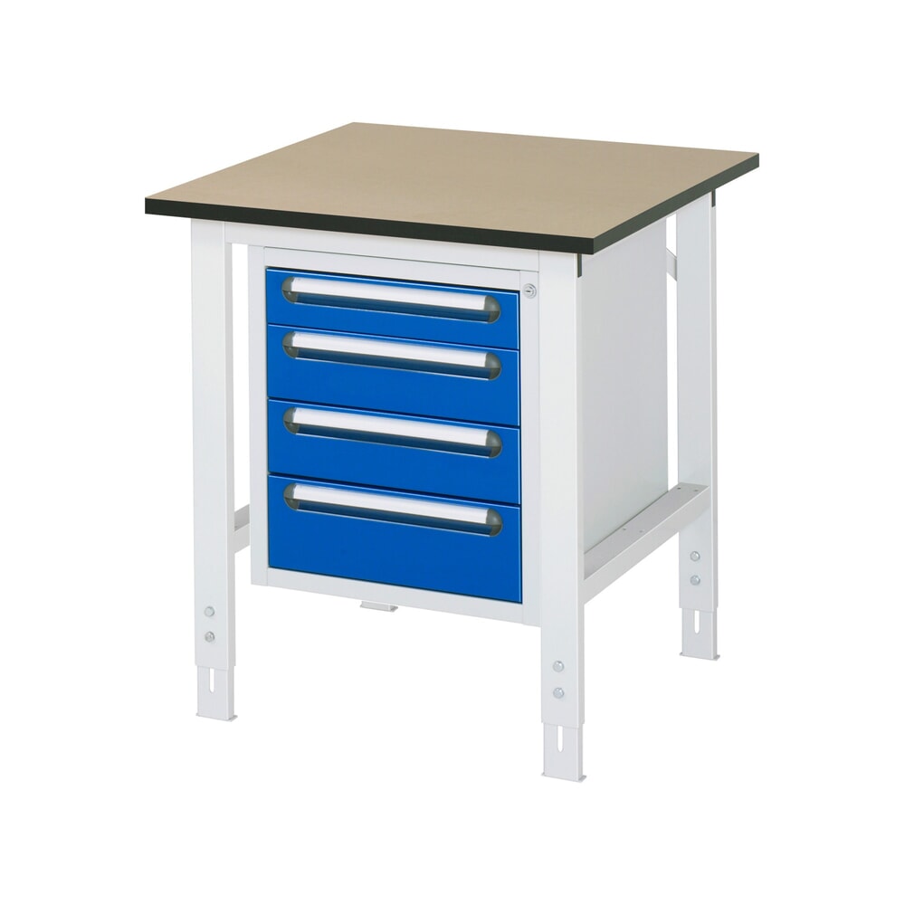 Productafbeelding nr. 1: In hoogte verstelbare werktafel RAU serie TOM, hxbxd 760-1.080 x 750 x 800 mm, 4 lades, mdf werkblad