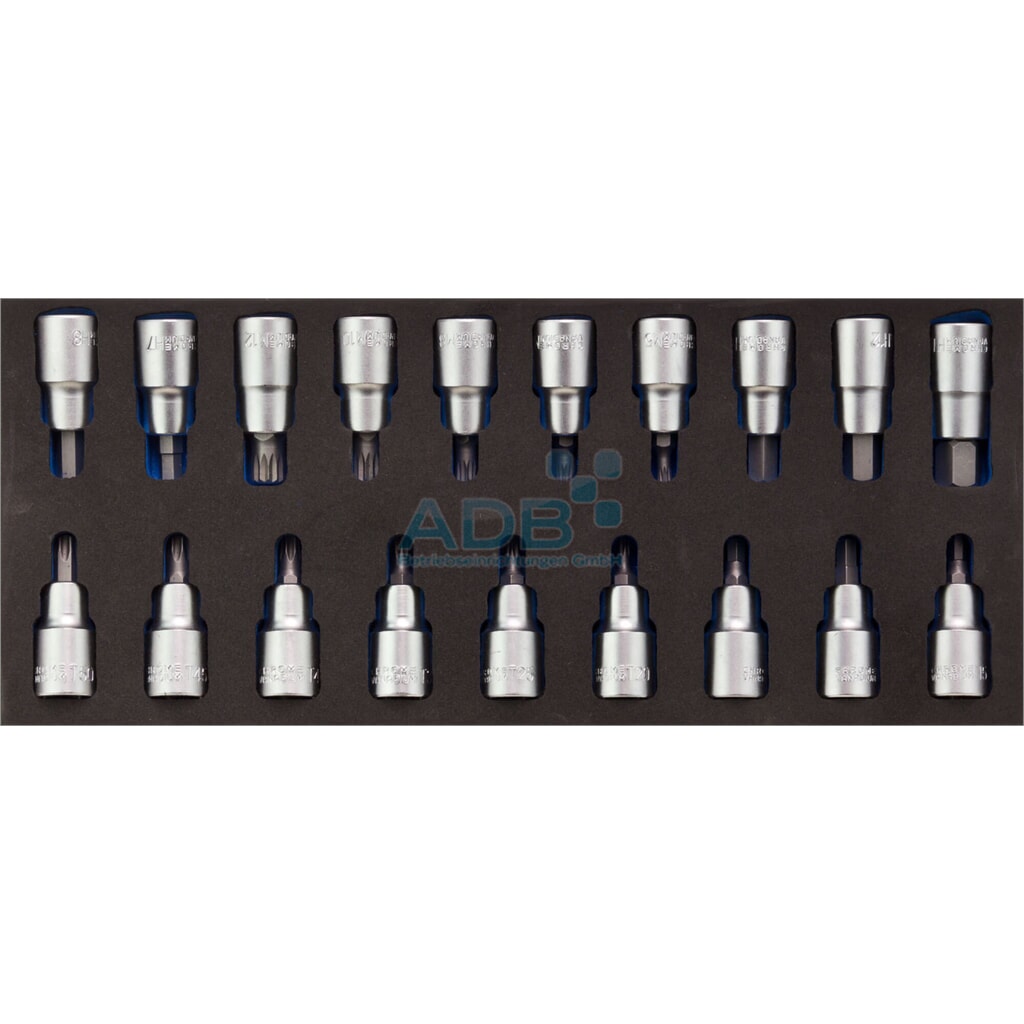 Inbus-/torx-set 1/2", 19-delig, schuimrubberen inleg Productafbeelding nr. 2: Inbus-/torx-set 1/2", 19-delig, schuimrubberen inleg