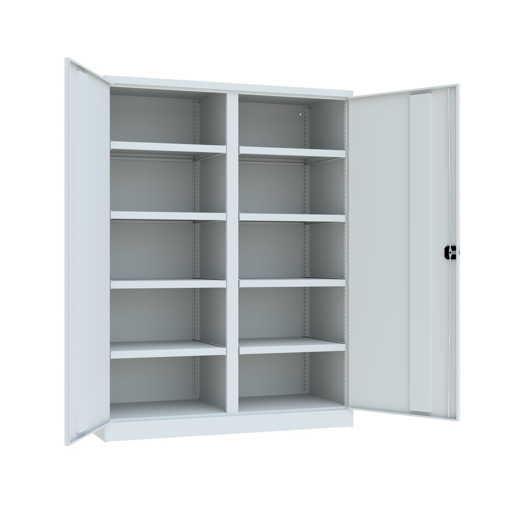 Productafbeelding nr. 3: Industriële zwarelastkast PAVOY Premium met middenwand, 8 legborden, hxbxd 1.950 x 1.470 x 630 mm, lichtgrijs, lichtgrijs