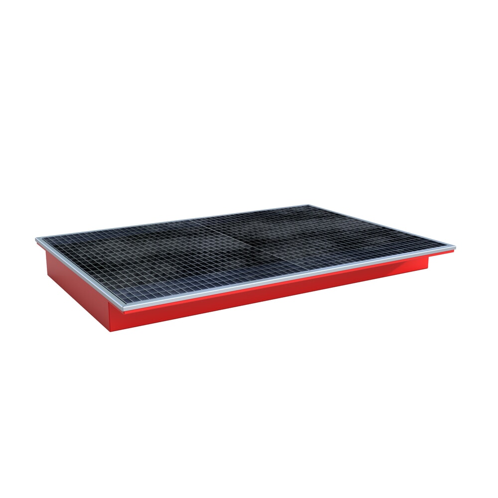 Product afbeelding: Bauer® inhaak-lekbak van staal met PE-inzetstuk EHW 1800 PE, gelakt, vuurrood