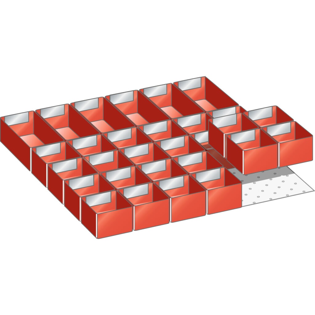 Inzetbakkenset LISTA 27x27E, (bxd) 459x459 mm, 30-delig, voor fronthoogte 50 mm Product afbeelding: Inzetbakkenset LISTA 27x27E, (bxd) 459x459 mm, 30-delig, voor fronthoogte 50 mm
