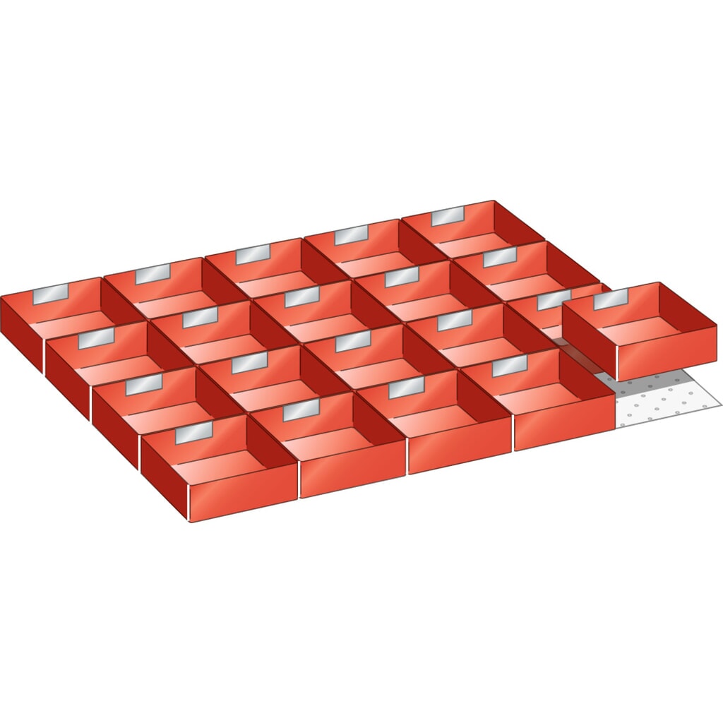 Inzetbakkenset LISTA 45x36E, (bxd) 765x612 mm, 20-delig, voor fronthoogte 50 mm Product afbeelding: Inzetbakkenset LISTA 45x36E, (bxd) 765x612 mm, 20-delig, voor fronthoogte 50 mm