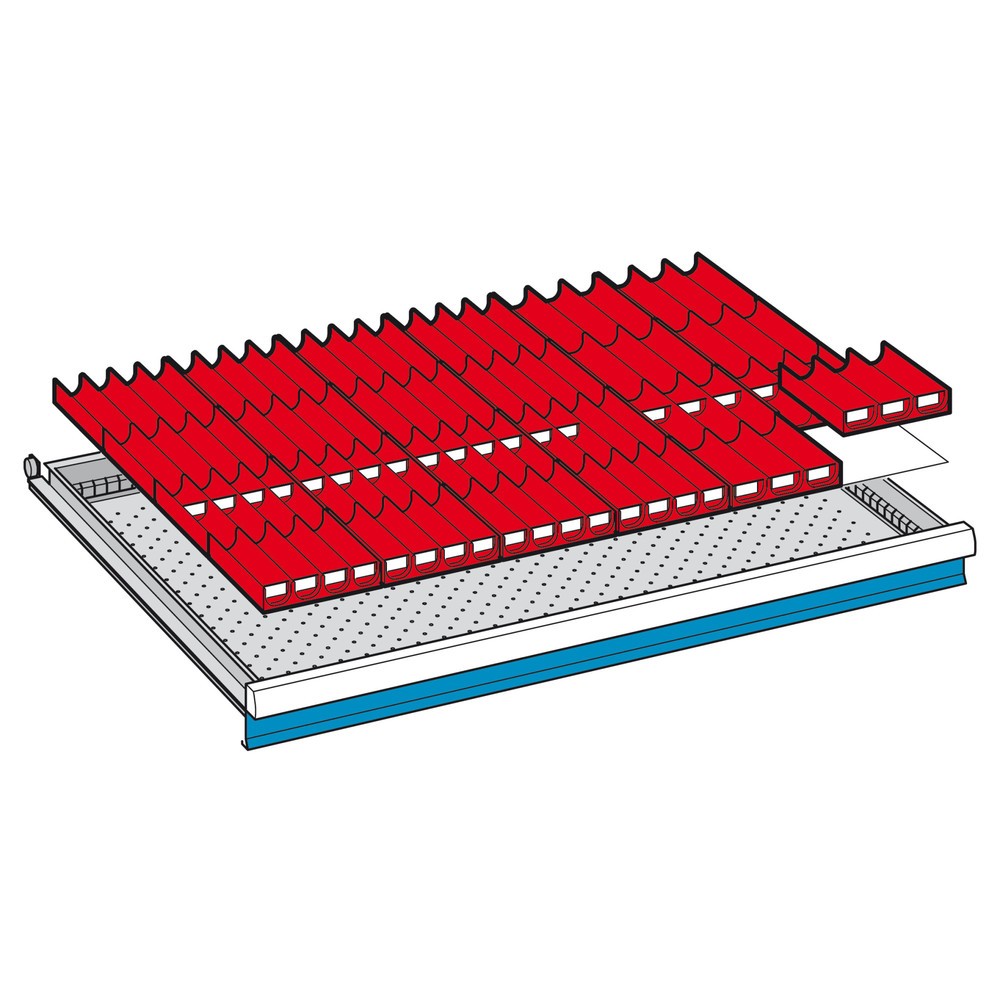 Product afbeelding: Scheidingswand-inzetstuk, 7 gegroefde wanden, 4 scheidingspanelen, voor hoogte 50 mm