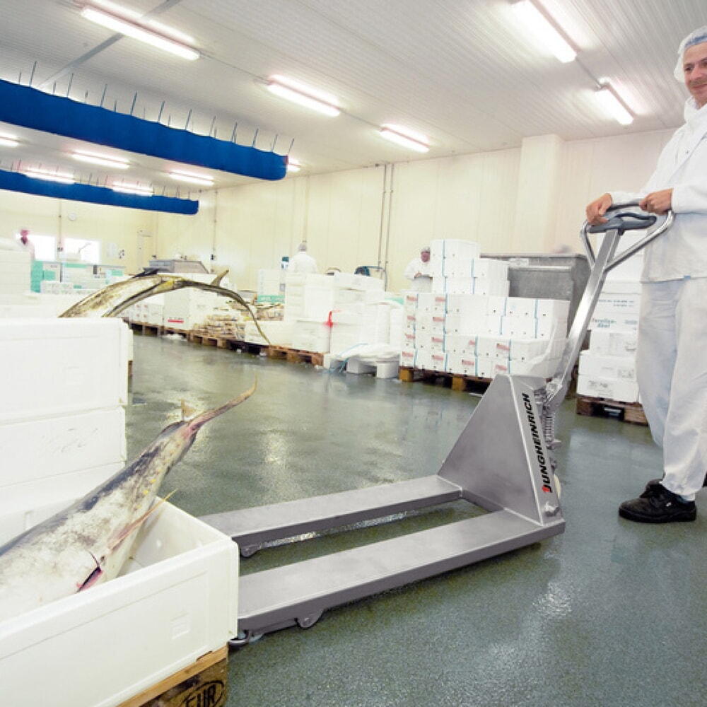 Productafbeelding nr. 6: Roestvrijstalen handtranspallet Jungheinrich AM I20, draagvermogen 2.000 kg, vorklengte 970 mm, nylon