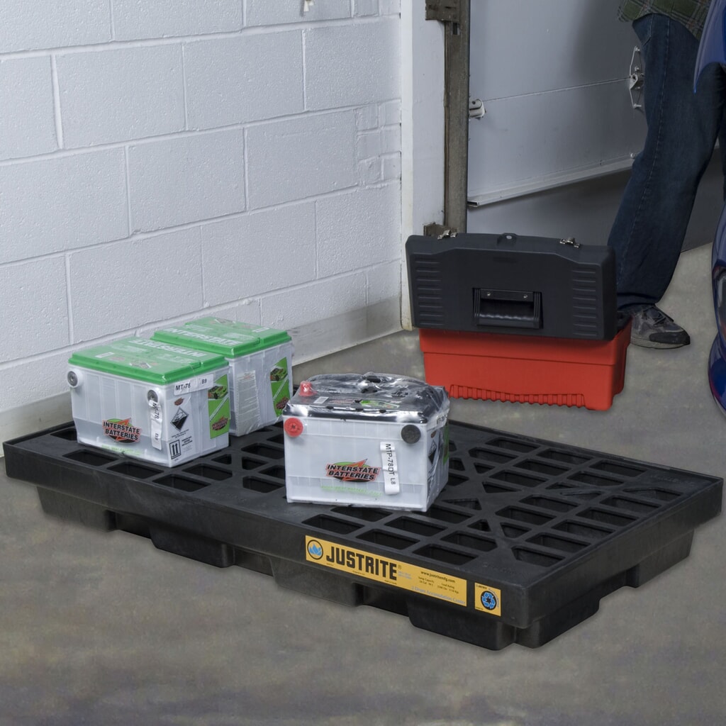 Justrite® vlak-lekbak van PE, 2x 200 l, opvangvolume 90 l, zwart Productafbeelding nr. 3: Justrite® vlak-lekbak van PE, 2x 200 l, opvangvolume 90 l, zwart