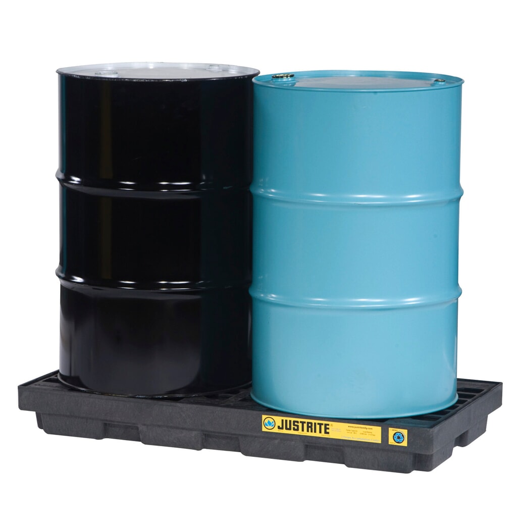 Product afbeelding: Justrite® vlak-lekbak van PE, 2x 200 l, opvangvolume 90 l, zwart