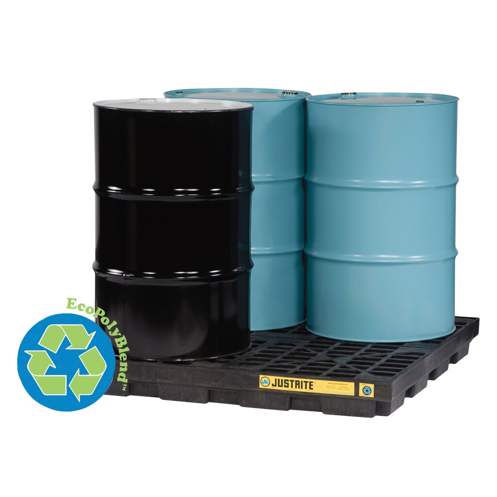 Justrite® vlak-lekbak van PE, 4x 200 l, opvangvolume 185 l, zwart Productafbeelding nr. 2: Justrite® vlak-lekbak van PE, 4x 200 l, opvangvolume 185 l, zwart