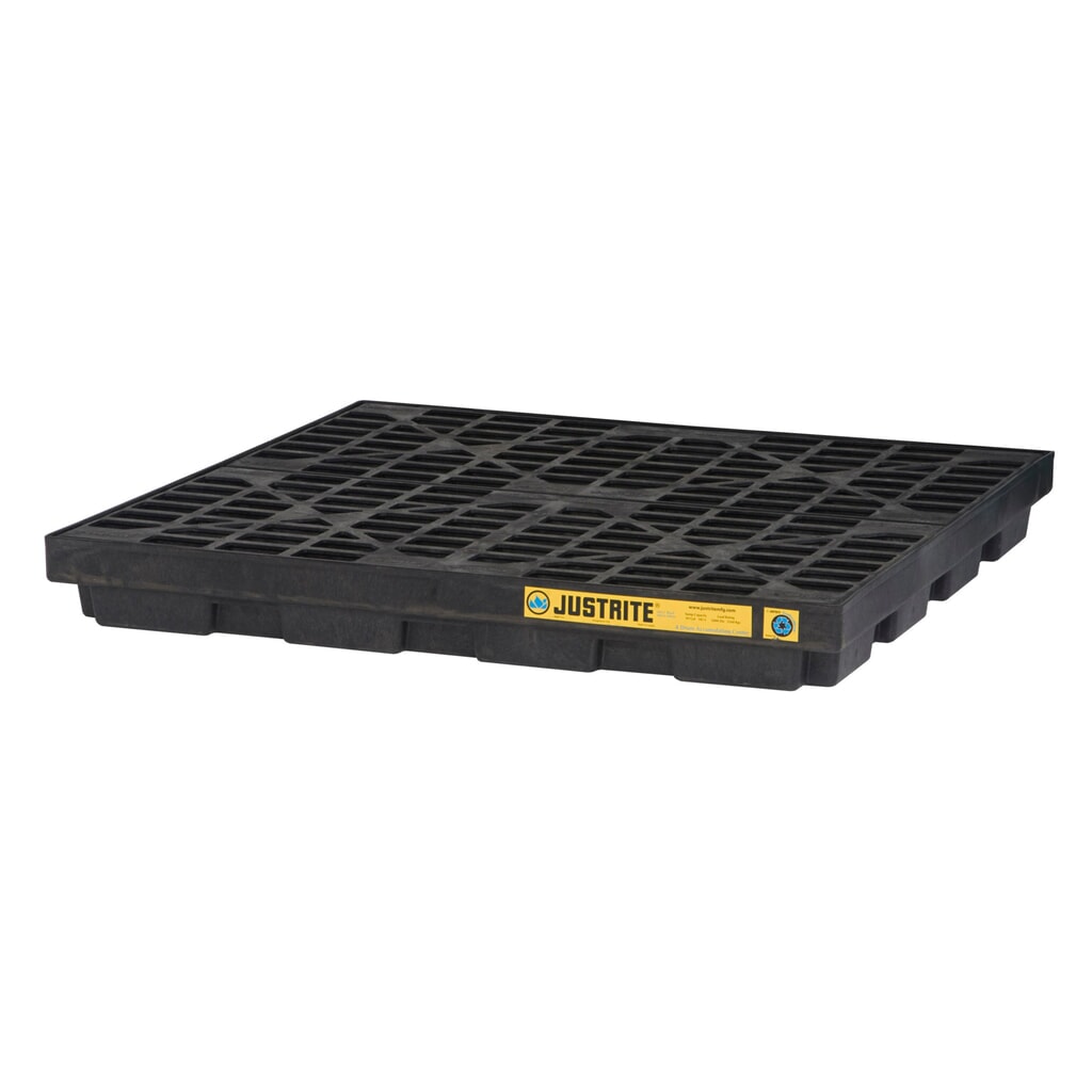 Product afbeelding: Justrite® vlak-lekbak van PE, 4x 200 l, opvangvolume 185 l, zwart