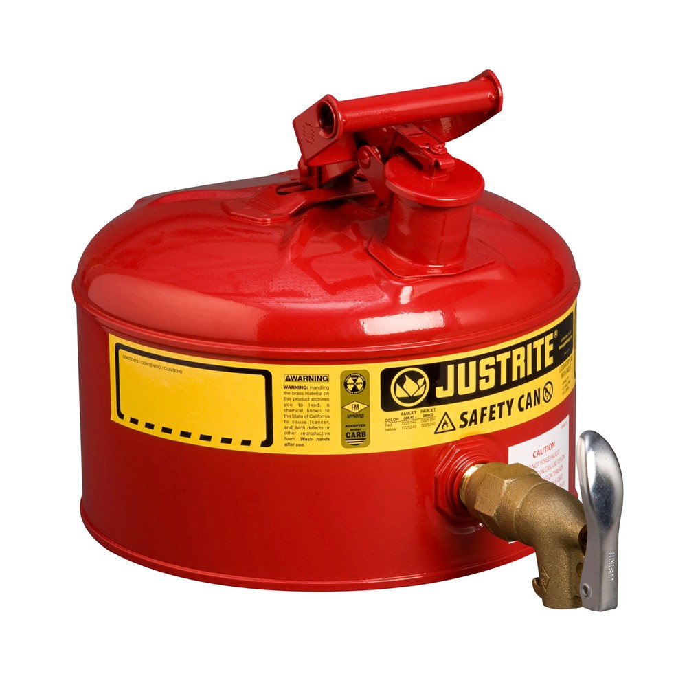 Product afbeelding: Justrite veiligheidsdoseerreservoir, messing aftapkraan 3/4", rood, 9,5 liter