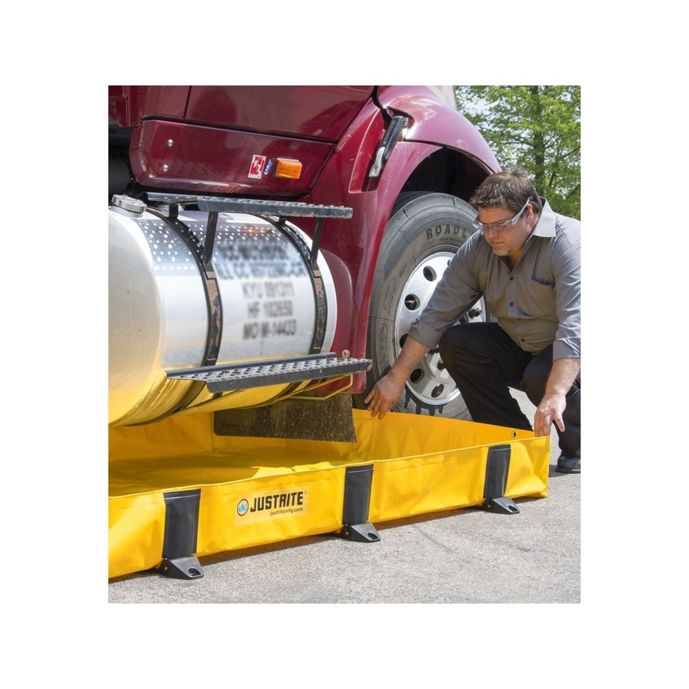 Product afbeelding: Justrite® vouw-lekbak van polyester QuickBerm® Lite, inhoud 1.204 l