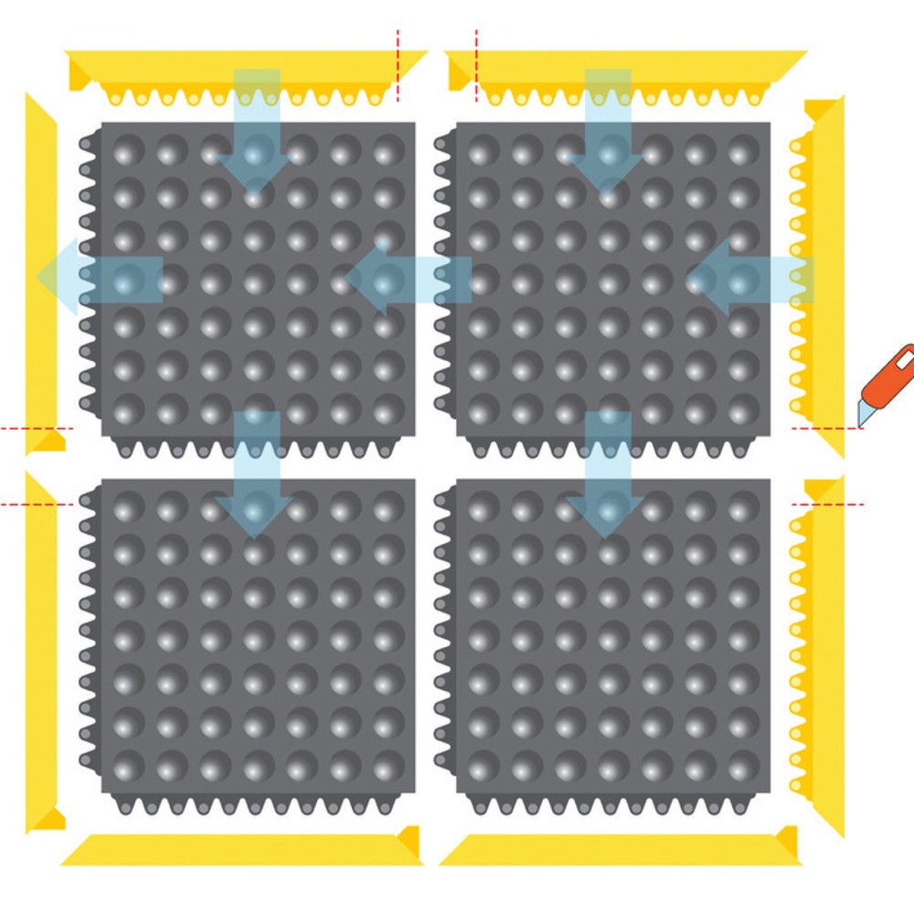 Productafbeelding nr. 9: Kantstrook, insteeksysteem voor laswerkplekken, met noppen, bxd 910 x 52 mm, geel