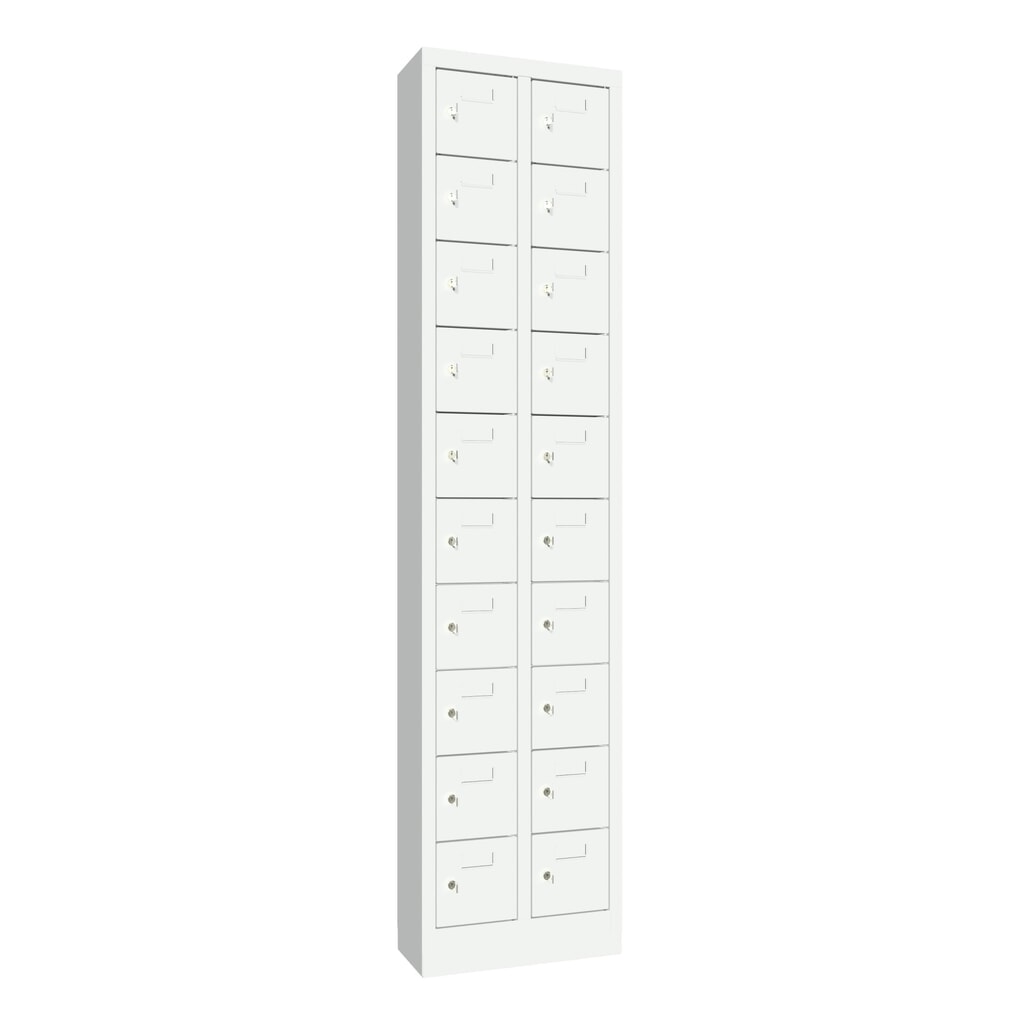Kast met kleine vakken PAVOY, 20 vakken, hxbxd 1.950 x 460 x 200 mm, met etikethouder, lichtgrijs, lichtgrijs Product afbeelding: Kast met kleine vakken PAVOY, 20 vakken, hxbxd 1.950 x 460 x 200 mm, met etikethouder, lichtgrijs, lichtgrijs