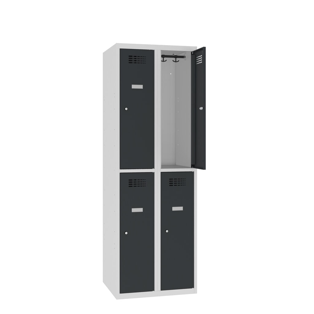 Productafbeelding nr. 1: Kast Steinbock®, op de vloer staand, 2 etages, 4 vakken, draaivergrendeling, hxbxd 1.800 x 600 x 500 mm, lichtgrijs / antracietgrijs