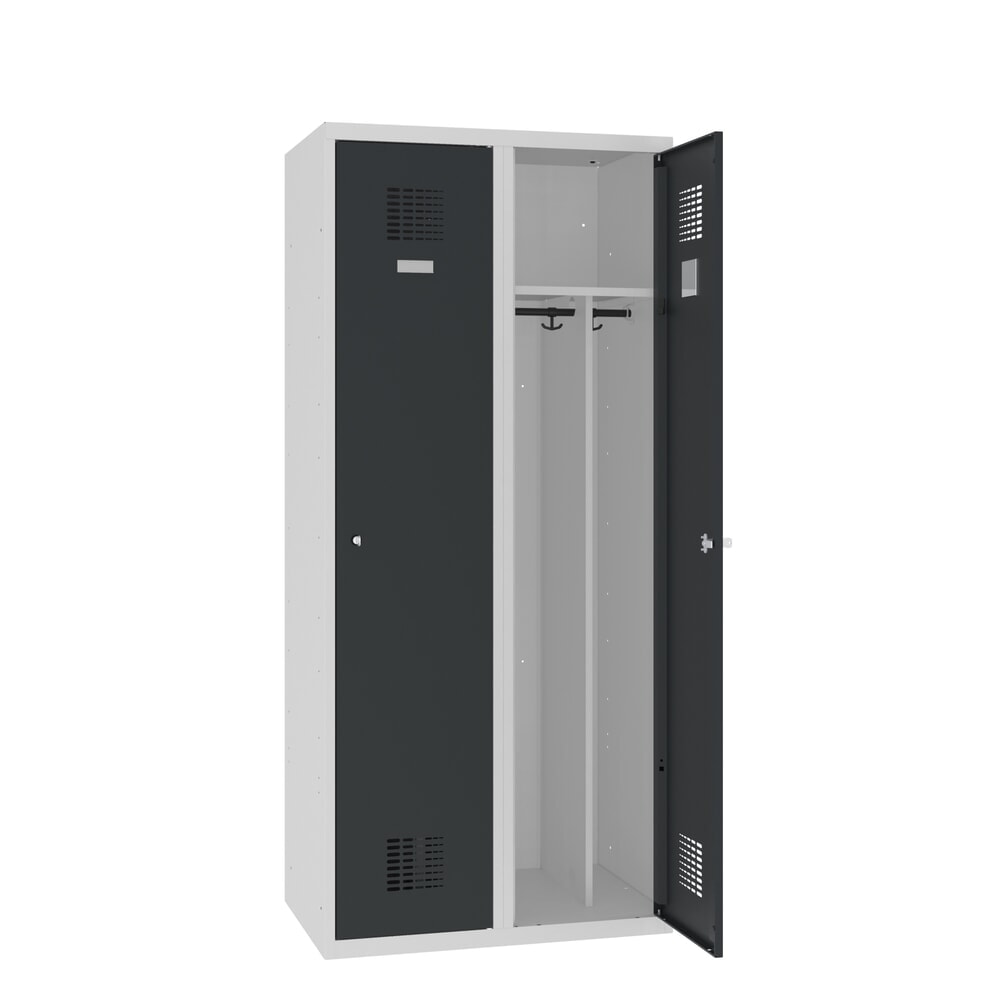 Product afbeelding: Dubbele locker Steinbock®, op de vloer staand, 2 compartimenten, centrale scheidingswand, cilinderslot, hxbxd 1.800 x 800 x 500 mm, lichtgrijs / antracietgrijs