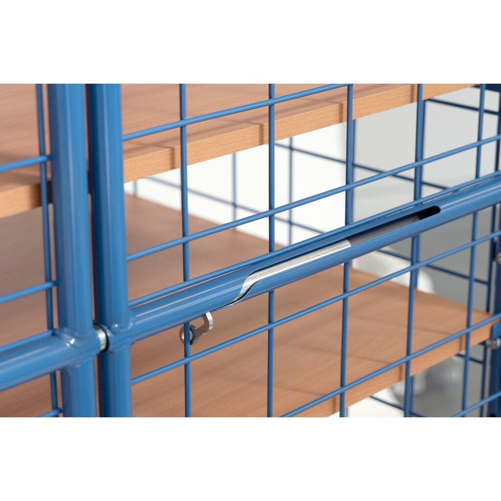Productafbeelding nr. 5: Kastwagen fetra®, draagvermogen 600 kg, gaaswanden, met dubbele draaideur, 5 etages van 1.000 x 600 mm