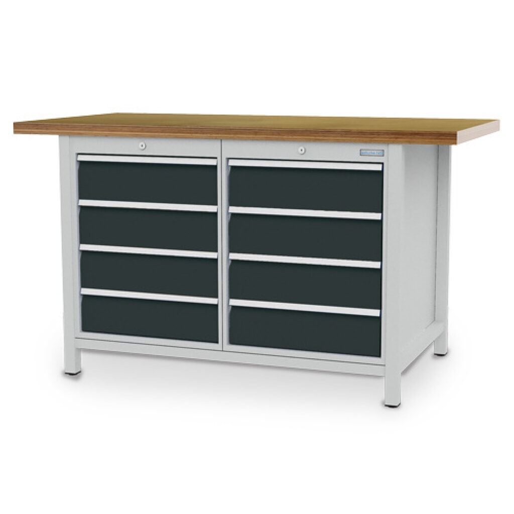 Kastwerkbank Bedrunka+Hirth R 18-24, hxbxd 859 x 1.500 x 750 mm, lichtgrijs, antracietgrijs, 8 lades 8x150 mm Product afbeelding: Kastwerkbank Bedrunka+Hirth R 18-24, hxbxd 859 x 1.500 x 750 mm, lichtgrijs, antracietgrijs, 8 lades 8x150 mm