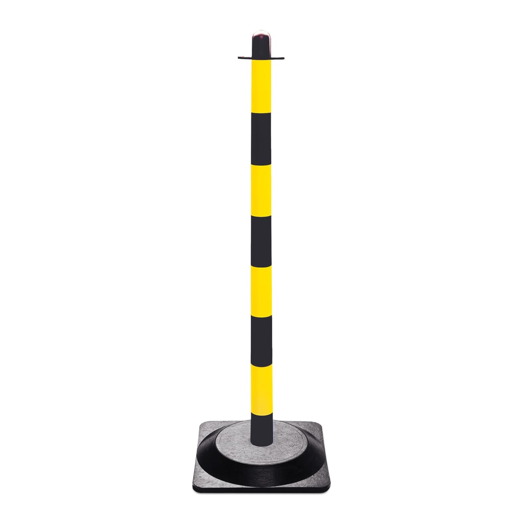 Product afbeelding: Kettingpaal afzonderlijk, hardrubberen voet (vierhoekig), zwart/geel