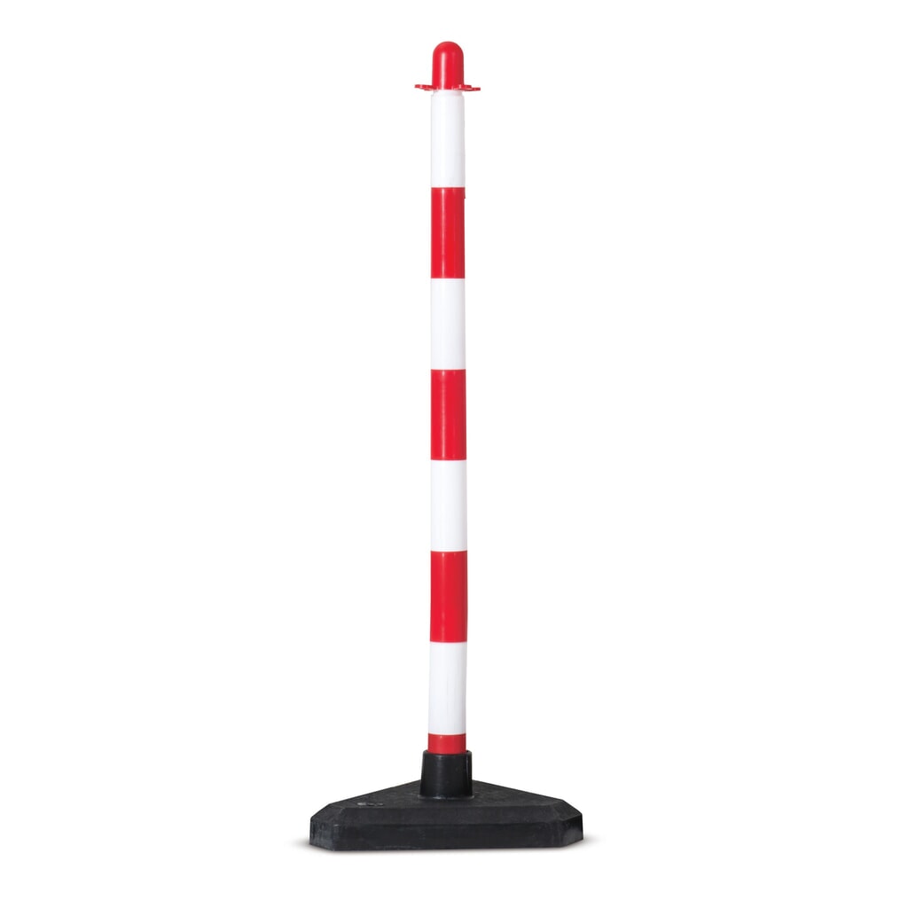 Productafbeelding nr. 1: Kettingpaal afzonderlijk, kunststof voet (driehoekig), rood/wit