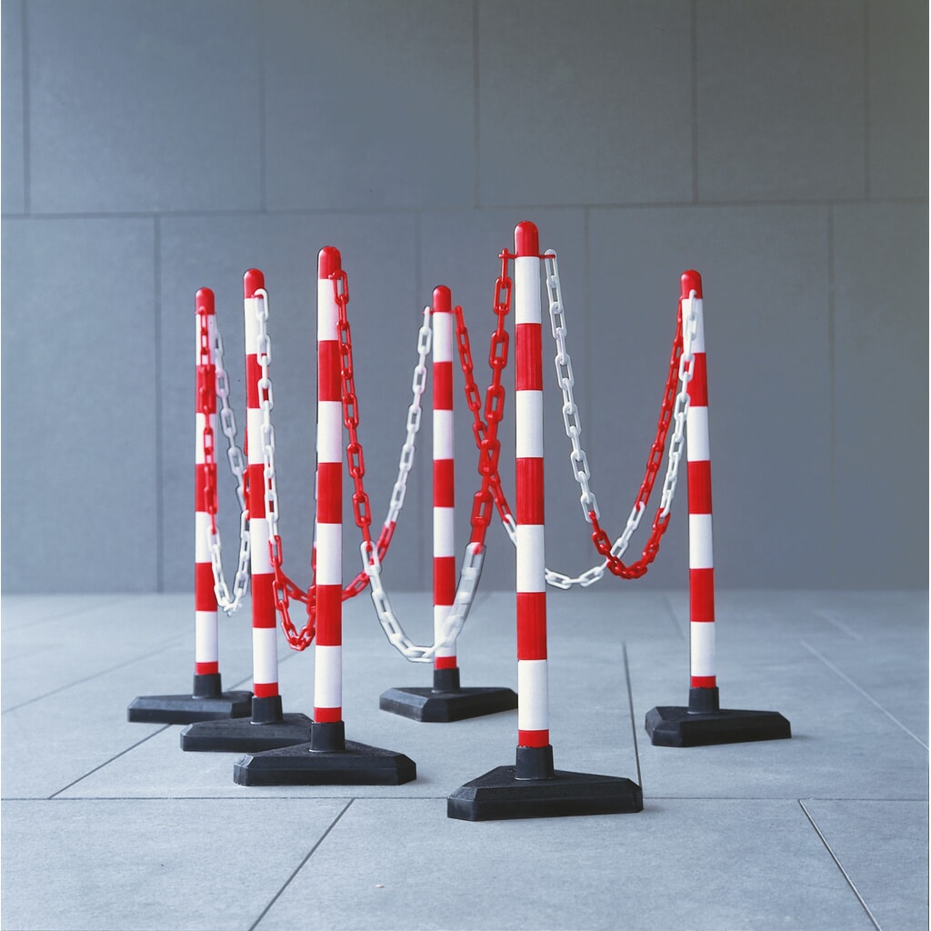 Productafbeelding nr. 5: Kettingpaal afzonderlijk, kunststof voet (driehoekig), rood/wit
