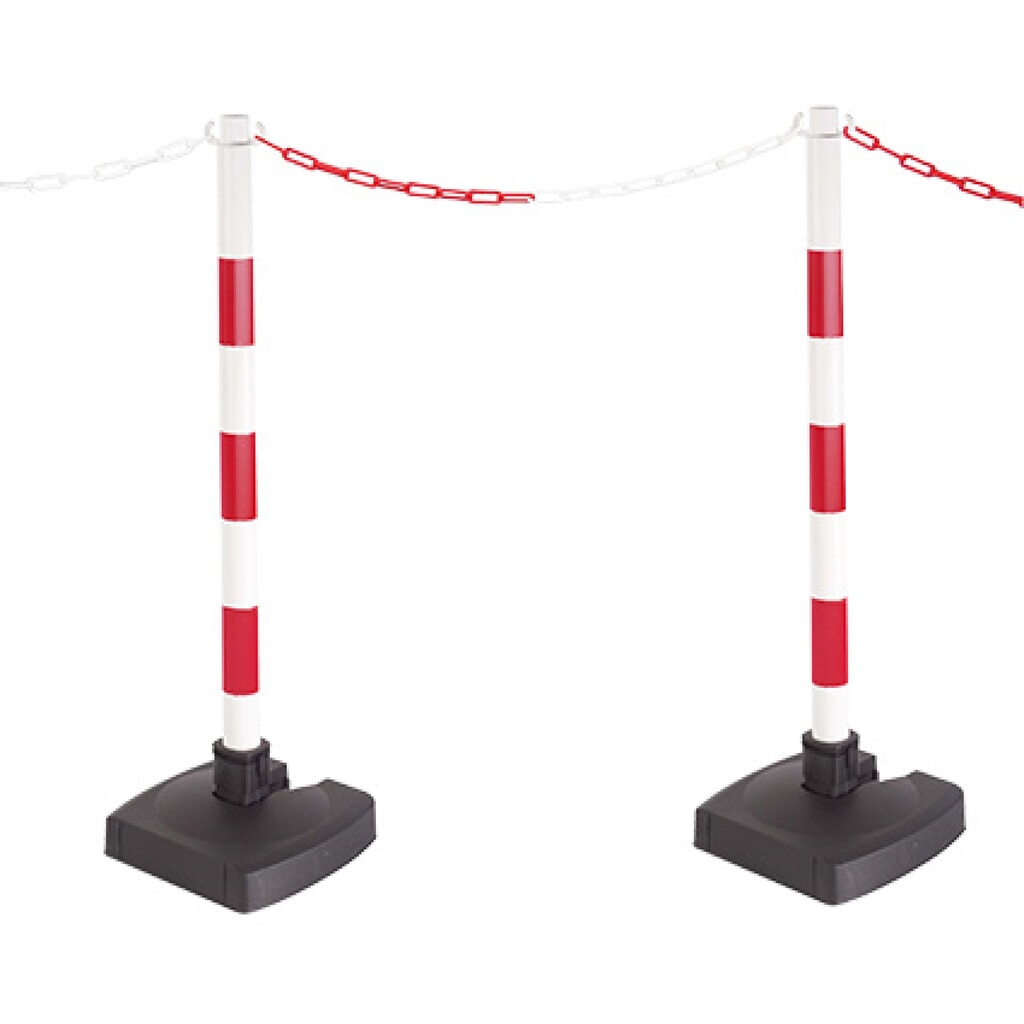 Kettingpaal met omklapbare voet, rood/wit Product afbeelding: Kettingpaal met omklapbare voet, rood/wit