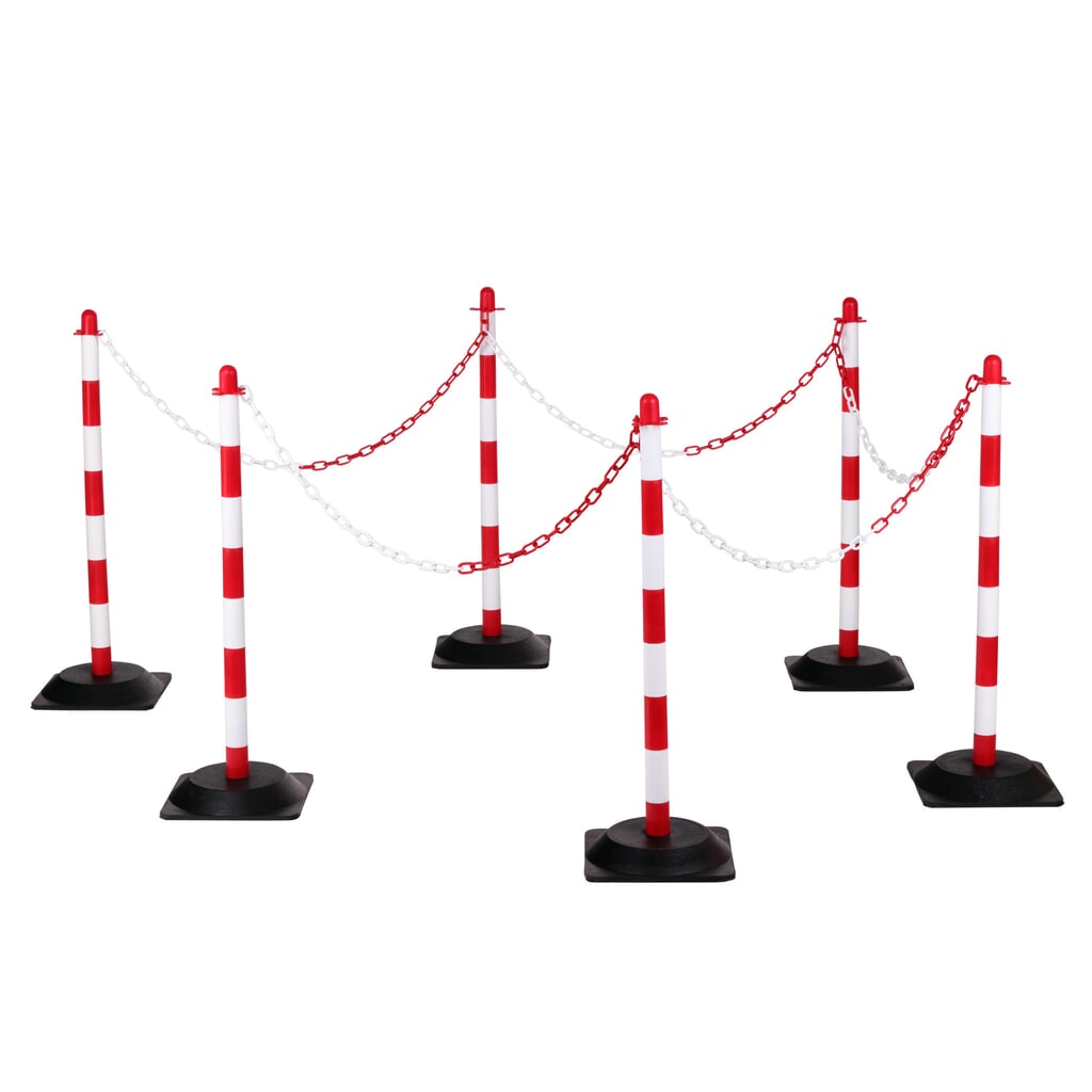 Productafbeelding nr. 1: Kettingpalenset dancop LKP, kunststof ketting 10 m, rood/wit, 6 stuks/VE