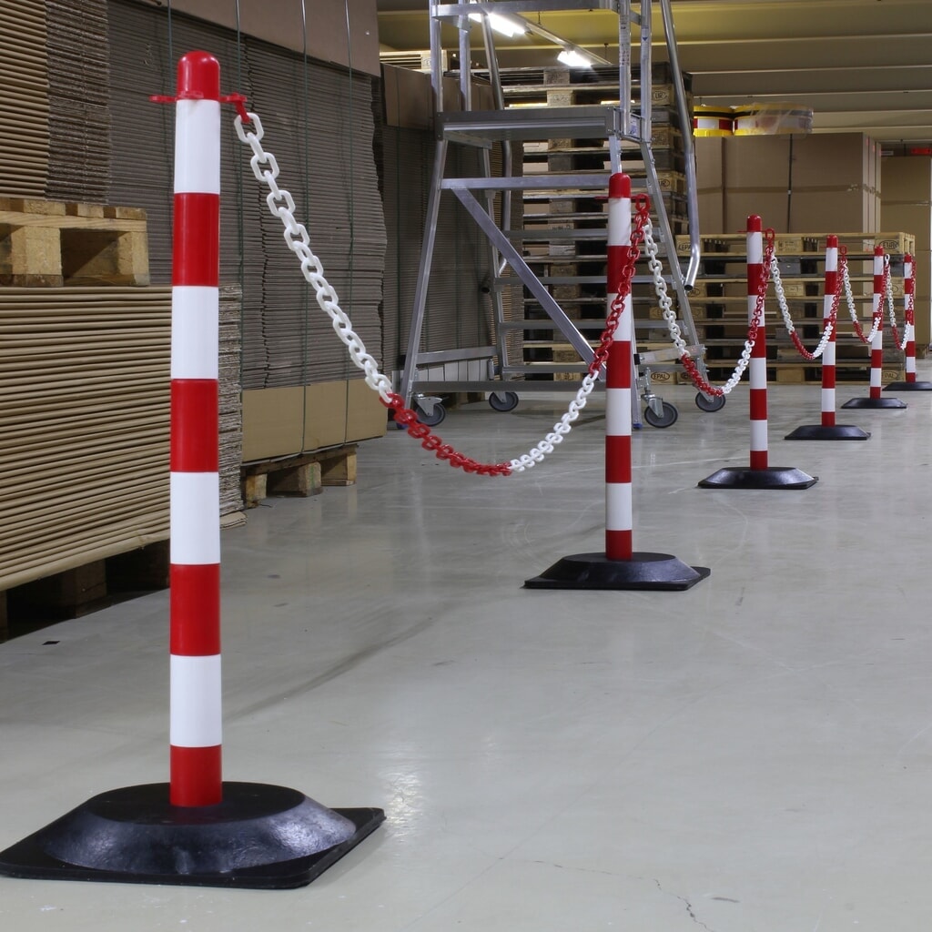 Kettingpalenset dancop LKP, kunststof ketting 10 m, rood/wit, 6 stuks/VE Productafbeelding nr. 4: Kettingpalenset dancop LKP, kunststof ketting 10 m, rood/wit, 6 stuks/VE
