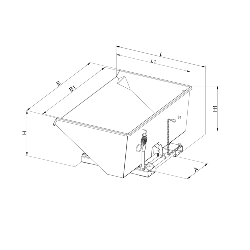Productafbeelding nr. 2: Eichinger® zware last kiepcontainer met afrolskennen, 1.500 kg, 1.250 liter, antracietgrijs
