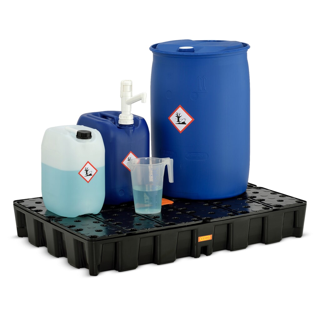 Productafbeelding nr. 2: Kleine container-/laboratoriumlekbak CEMO van PE, opvangvolume 120 l, met PE-rooster