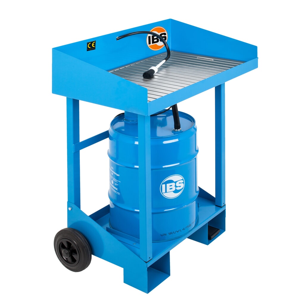 Kleineonderdelenreiniger IBS voor vaten van 50 liter, mobiel, plaatstaal Product afbeelding: Kleineonderdelenreiniger IBS voor vaten van 50 liter, mobiel, plaatstaal